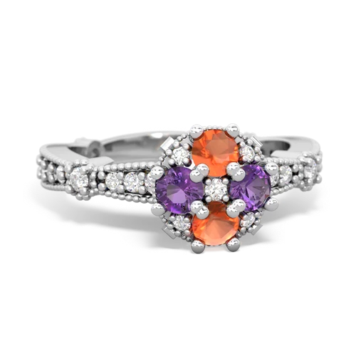 fire opal-amethyst art deco engagement ring