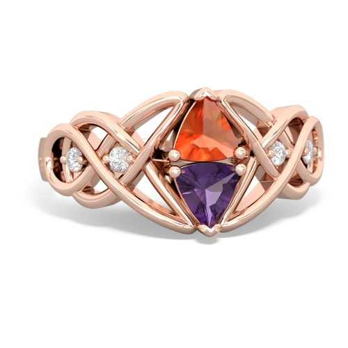 fire opal-amethyst celtic knot ring