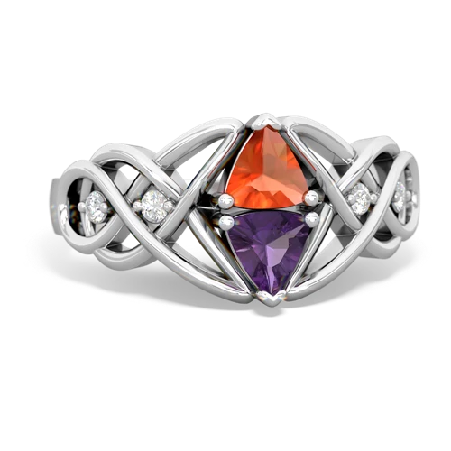 fire opal-amethyst celtic knot ring