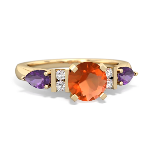 Fire Opal Genuine Fire Opal with Genuine Amethyst and  Engagement ring Ring