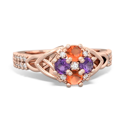 fire opal-amethyst engagement ring