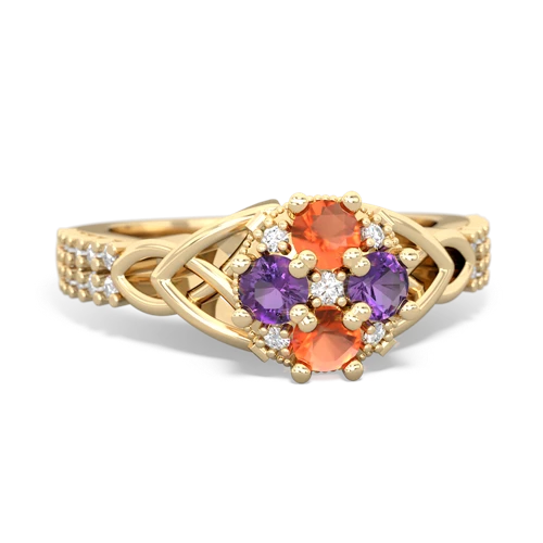 fire opal-amethyst engagement ring