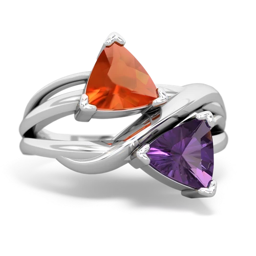 fire opal-amethyst filligree ring