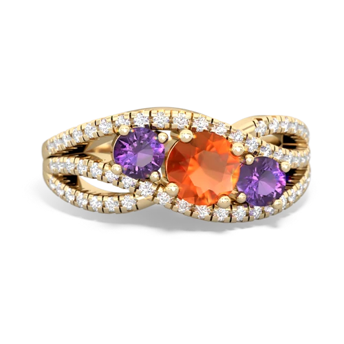 fire opal-amethyst three stone pave ring