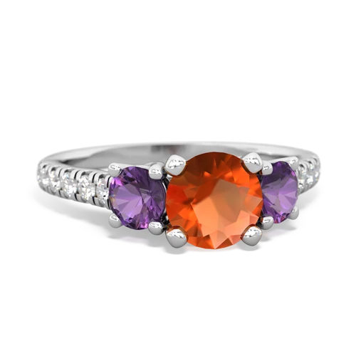 fire opal-amethyst trellis pave ring