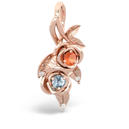 Fire Opal Genuine Fire Opal with Genuine Aquamarine Rose Vine pendant Pendant
