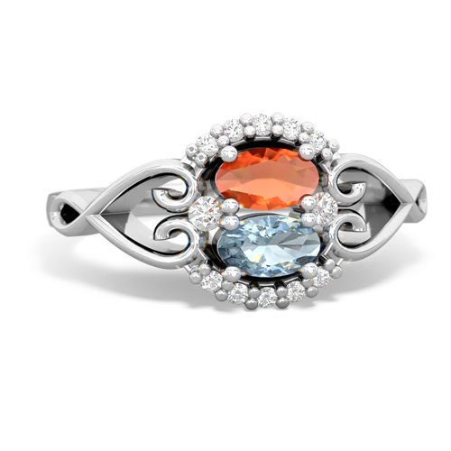 Fire Opal Genuine Fire Opal with Genuine Aquamarine Love Nest ring Ring