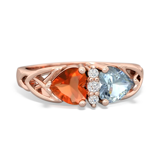 Fire Opal Genuine Fire Opal with Genuine Aquamarine Celtic Trinity Knot ring Ring
