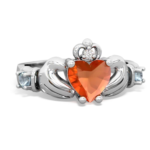 fire opal-aquamarine claddagh ring