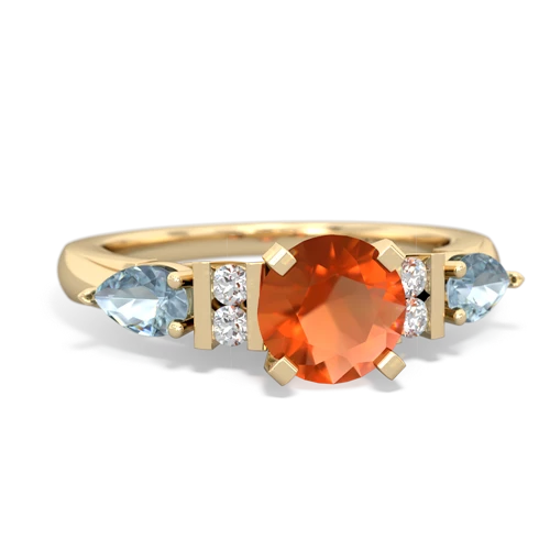 fire opal-aquamarine engagement ring