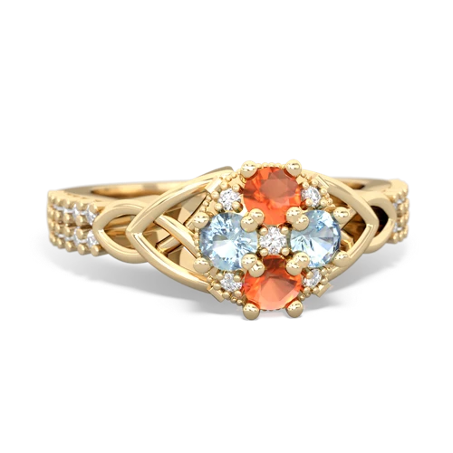 fire opal-aquamarine engagement ring