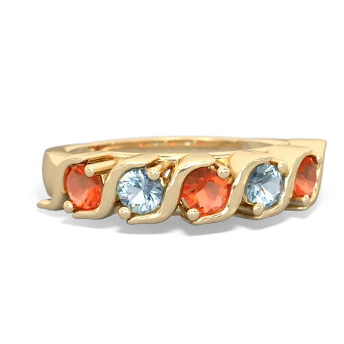 fire opal-aquamarine timeless ring