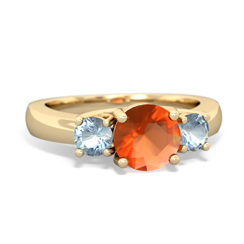 fire opal-aquamarine timeless ring