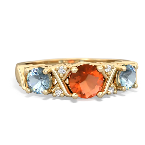 fire opal-aquamarine timeless ring