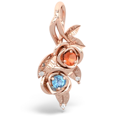 Fire Opal Genuine Fire Opal with Genuine Swiss Blue Topaz Rose Vine pendant Pendant