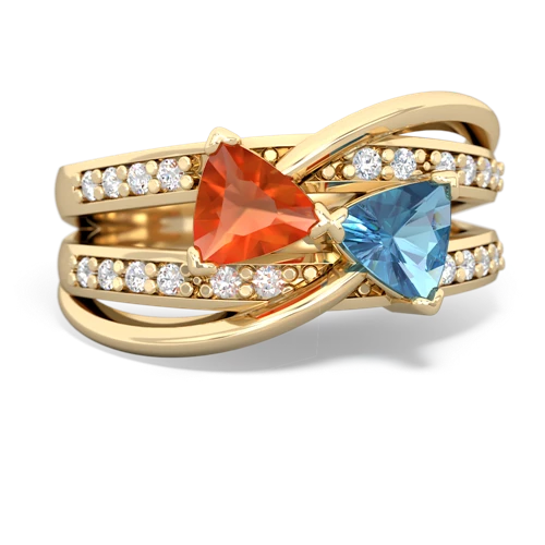 fire opal-blue topaz couture ring
