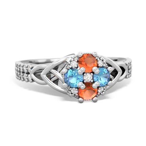 fire opal-blue topaz engagement ring