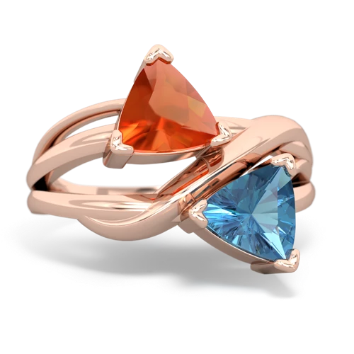 fire opal-blue topaz filligree ring