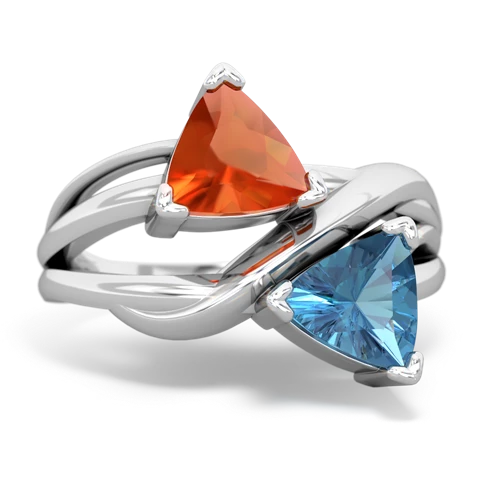fire opal-blue topaz filligree ring