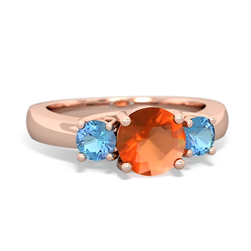 fire opal-blue topaz timeless ring