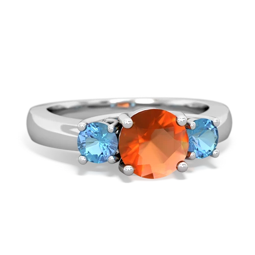 fire opal-blue topaz timeless ring