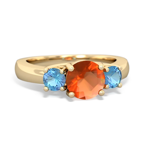 fire opal-blue topaz timeless ring