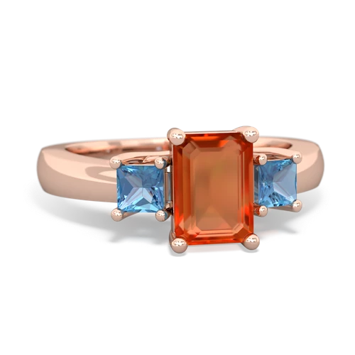 fire opal-blue topaz timeless ring