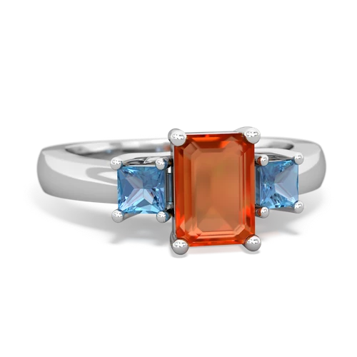 fire opal-blue topaz timeless ring