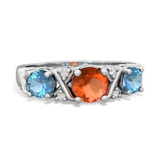 fire opal-blue topaz timeless ring