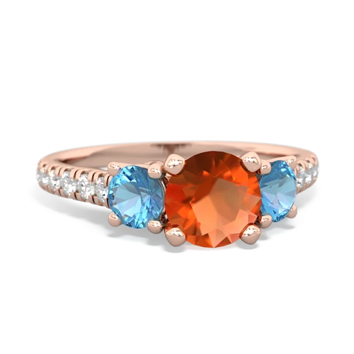 fire opal-blue topaz trellis pave ring