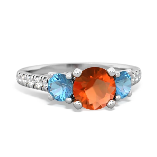 fire opal-blue topaz trellis pave ring