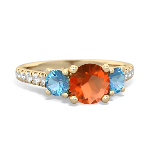 fire opal-blue topaz trellis pave ring