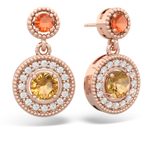 fire opal-citrine halo earrings