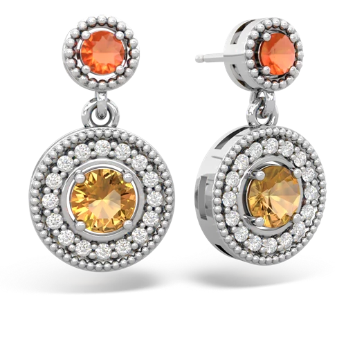 fire opal-citrine halo earrings