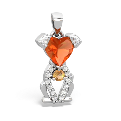 fire opal-citrine birthstone puppy pendant