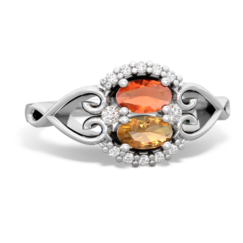 fire opal-citrine antique keepsake ring