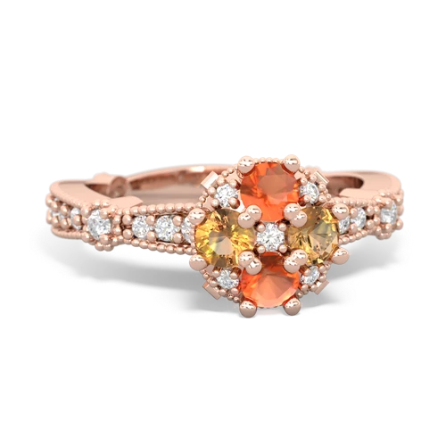 fire opal-citrine art deco engagement ring
