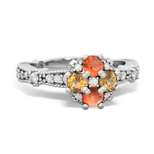 fire opal-citrine art deco engagement ring