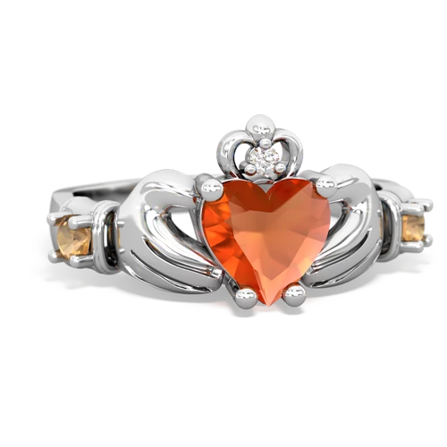 fire opal-citrine claddagh ring