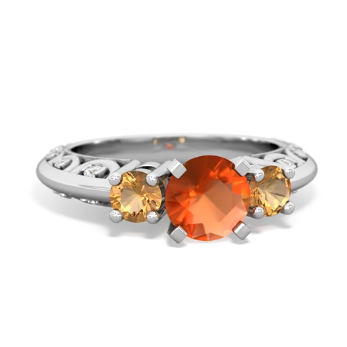 fire opal-citrine engagement ring