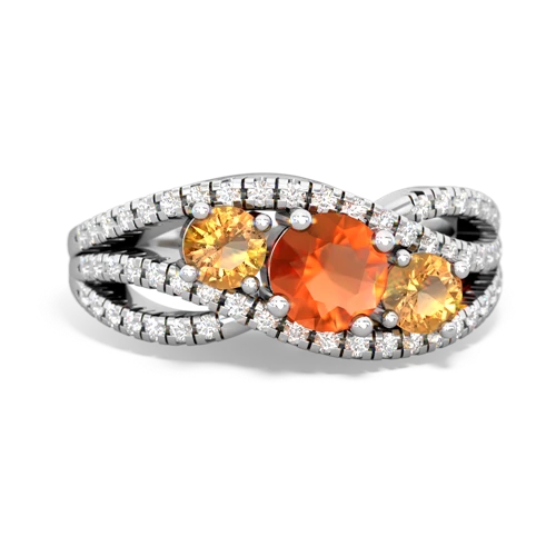 fire opal-citrine three stone pave ring