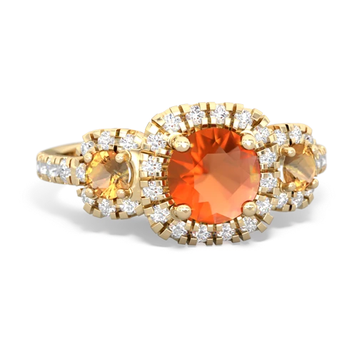 fire opal-citrine three stone regal ring