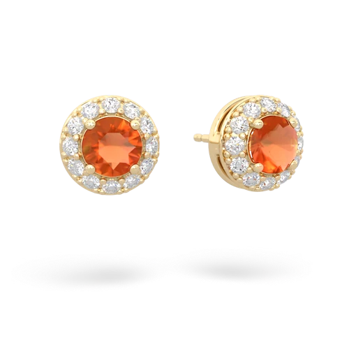 fire opal classic halo earrings