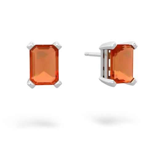 fire opal emerald cut stud earrings