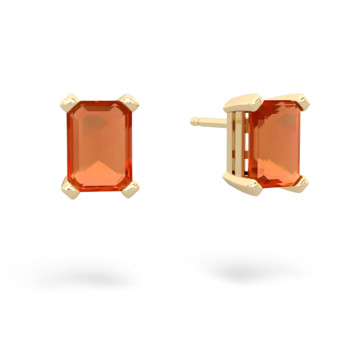 fire opal emerald cut stud earrings