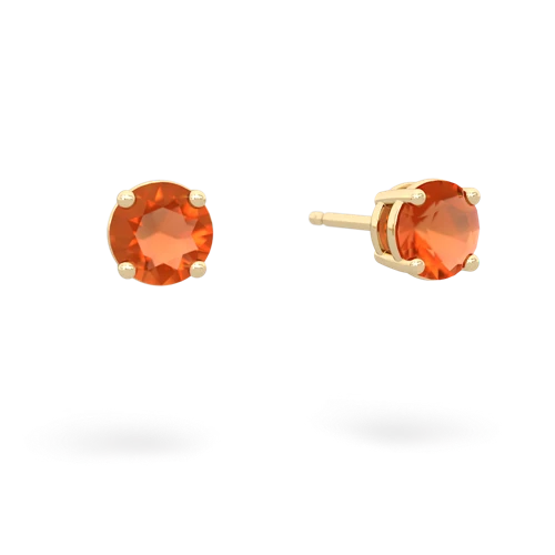 Fire Opal Round Stud Genuine Fire Opal earrings Earrings