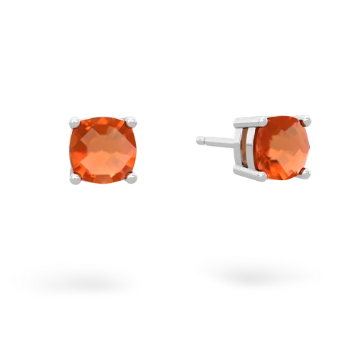 Fire Opal Checkerboard Cushion Stud Genuine Fire Opal earrings Earrings