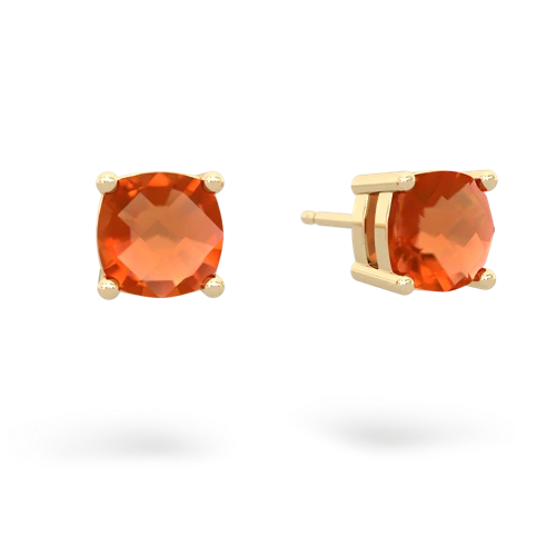 Fire Opal Checkerboard Cushion Stud Genuine Fire Opal earrings Earrings