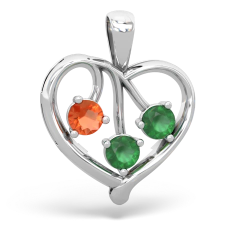 fire opal-emerald love heart pendant