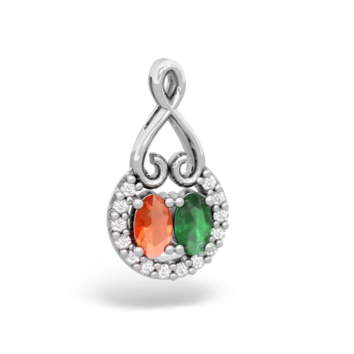 fire opal-emerald love nest pendant